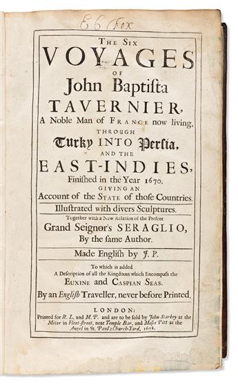 Tavernier, Jean-Baptiste (1605-1689) The Six Voyages [...] through Turky into Persia, and the East Indies.